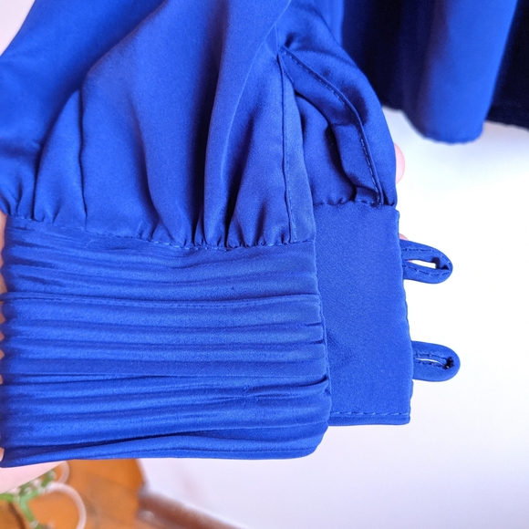 Vintage 90s Cobalt/Electric Blue High Neck Blouse - Picture 6 of 8